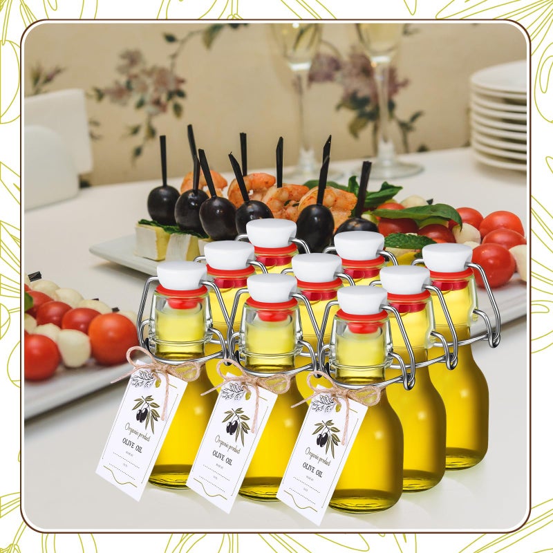 Skybooly 20 Sets Swing Top Glass Bottles with Tags and Twine Rope Airtight Glass Jar for Home Brewing Beverages Oil Homemade Wedding Baby Shower Party Favors Holiday DIY Craft(2oz,Olive) - Image 5