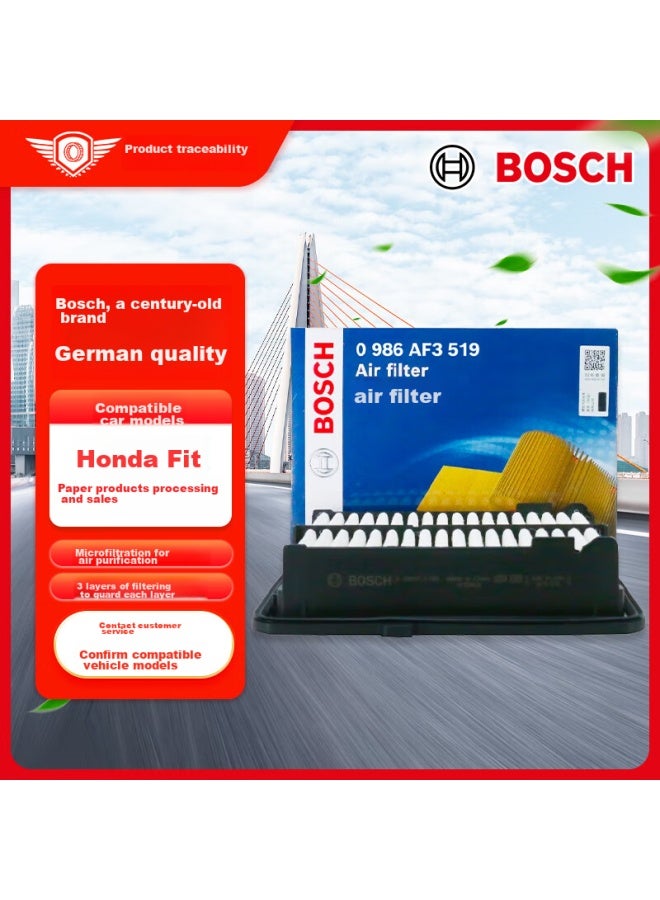 Bosch Oil-based Air Filter Element, Air Cleaner, Air Filter 3519, Compatible With Honda Fit, Vezel, Fengfan, Gueirui, Jingrui And Others - Image 1