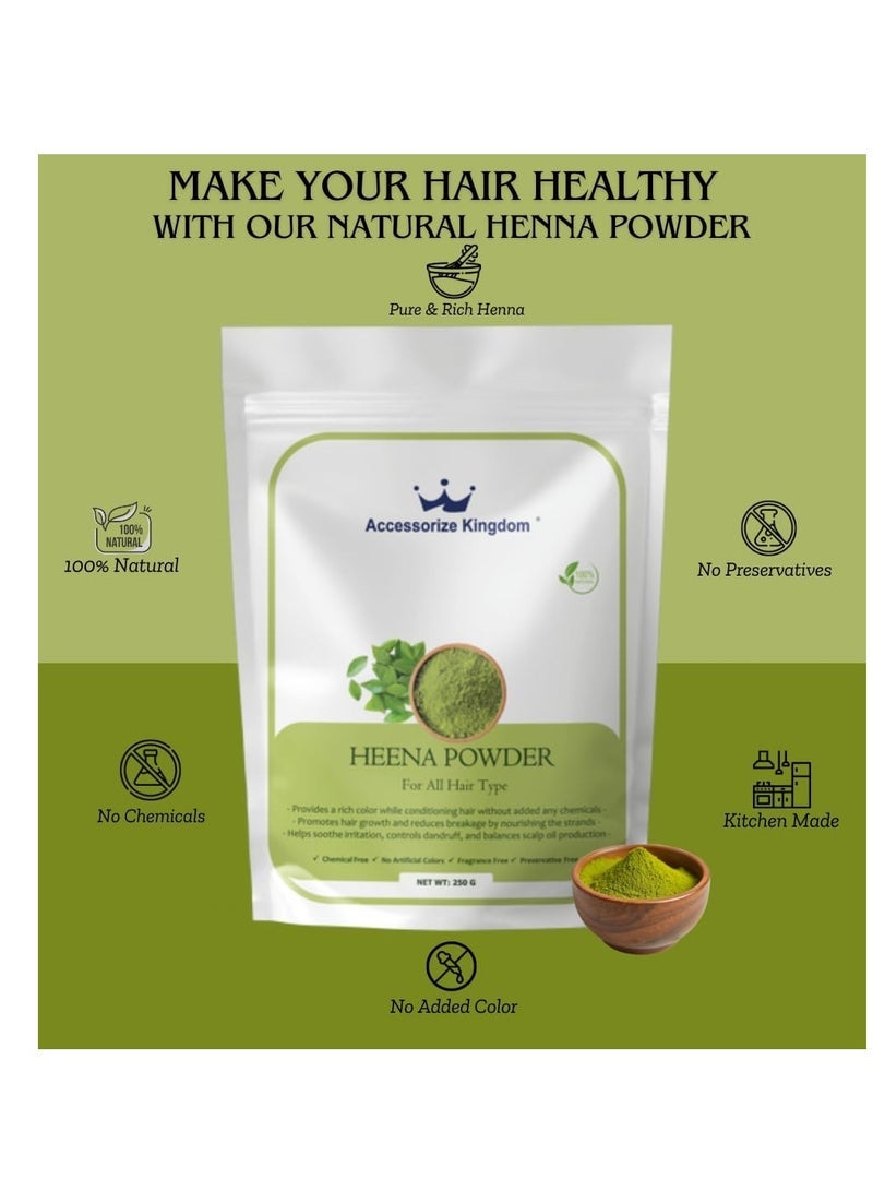 مملكة الإكسسوارات مسحوق الحناء (250 جم) - طبيعي 100٪ | مناسب لجميع أنواع الشعر | يوفر لونا غنيا وترطيب الشعر | يعزز نمو الشعر ويهدئ تهيج فروة الرأس - Image 2
