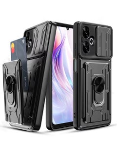 Techie Xiaomi Redmi Note 13C 5G Slide Armor Case with 360° Ring, Magnetic Stand, Card Holder, Camera Shield & Mil-Grade Drop Protection  - Image 1