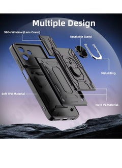 Techie Xiaomi Redmi Note 13C 5G Slide Armor Case with 360° Ring, Magnetic Stand, Card Holder, Camera Shield & Mil-Grade Drop Protection  - Image 3
