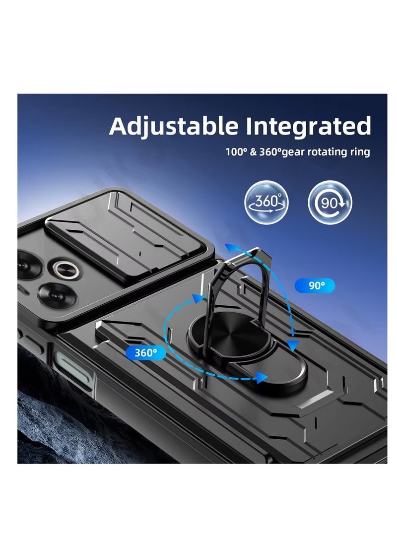 Techie Xiaomi Redmi Note 13C 5G Slide Armor Case with 360° Ring, Magnetic Stand, Card Holder, Camera Shield & Mil-Grade Drop Protection - Image 4