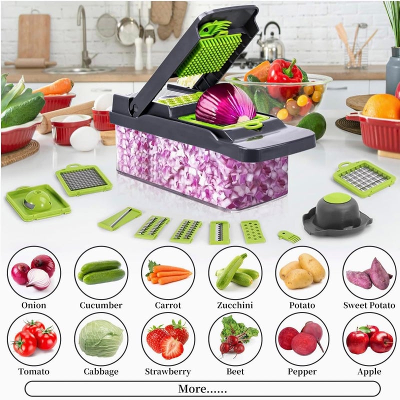 Vegetable and onion chopper | 16-in-1 multi-functional food chopper with BPA-free, dishwasher-safe container - Image 2