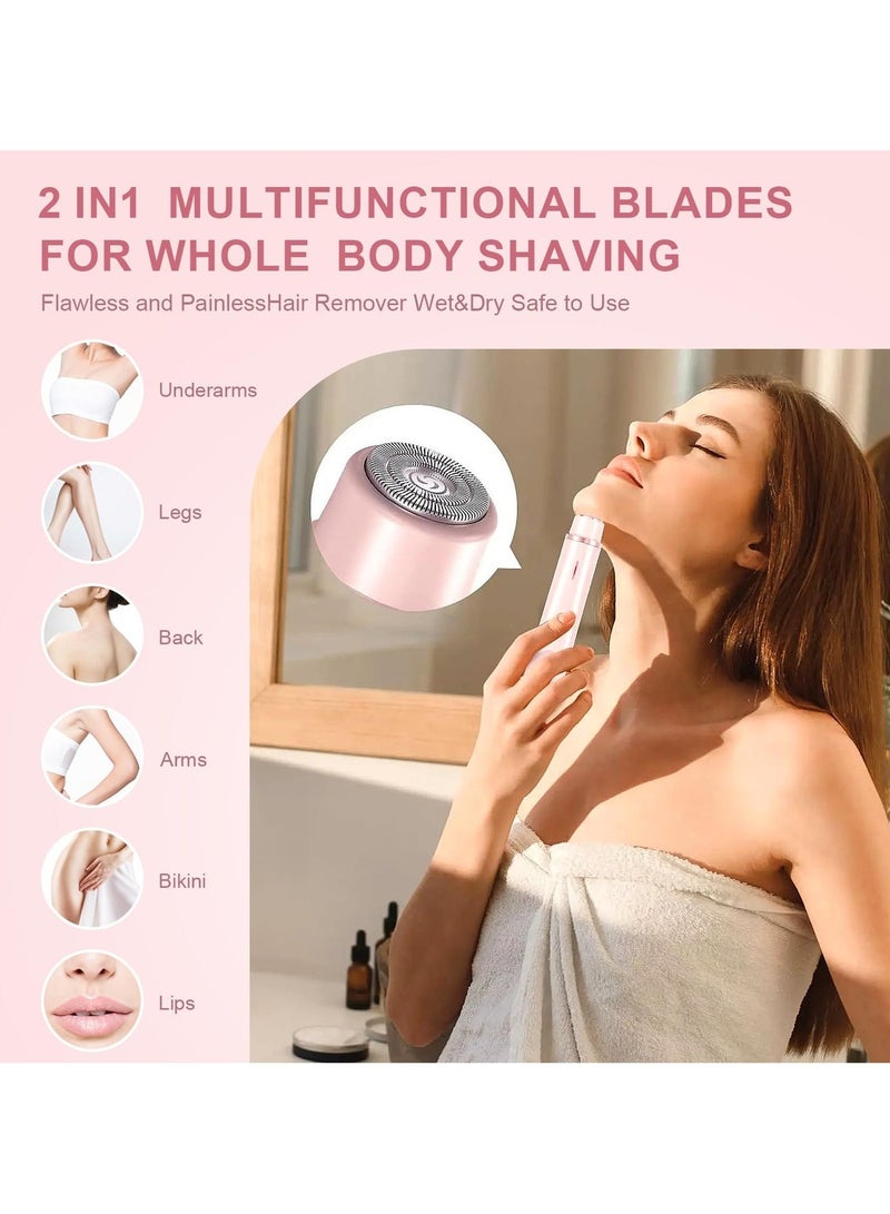 2-in-1 Shaver for Ladies, Bikini Trimmer for Women, Electric Razors for Women, Women's Electric Razor Shaver, Waterproof Wet Dry Hair Remover for Ladies, Pubic, Legs, Face, Underarms (Pink) - Image 4