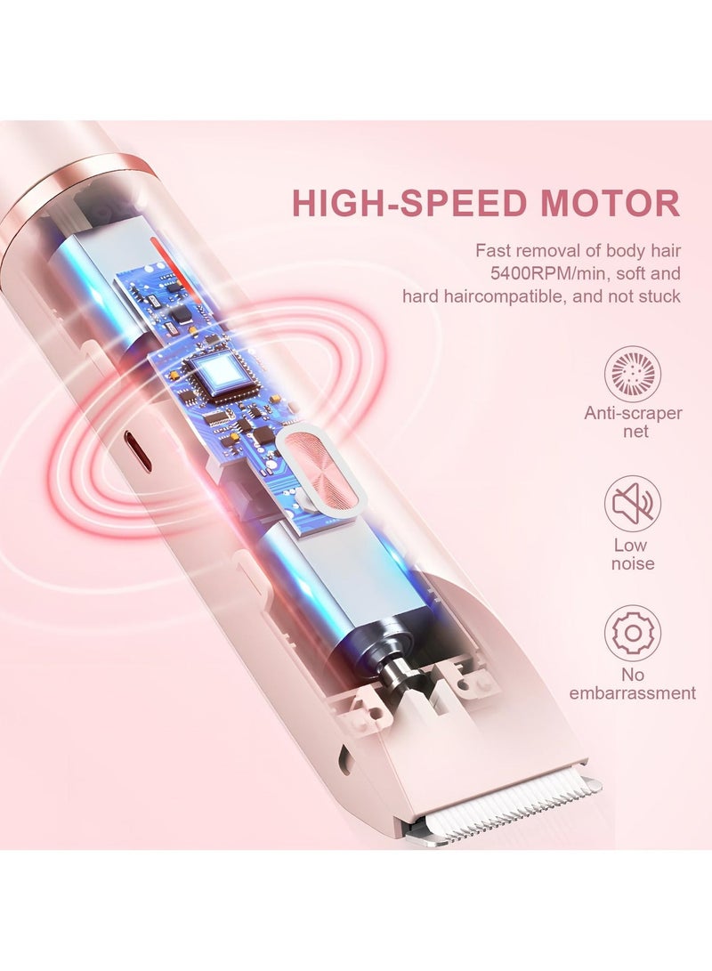 2-in-1 Shaver for Ladies, Bikini Trimmer for Women, Electric Razors for Women, Women's Electric Razor Shaver, Waterproof Wet Dry Hair Remover for Ladies, Pubic, Legs, Face, Underarms (Pink) - Image 5