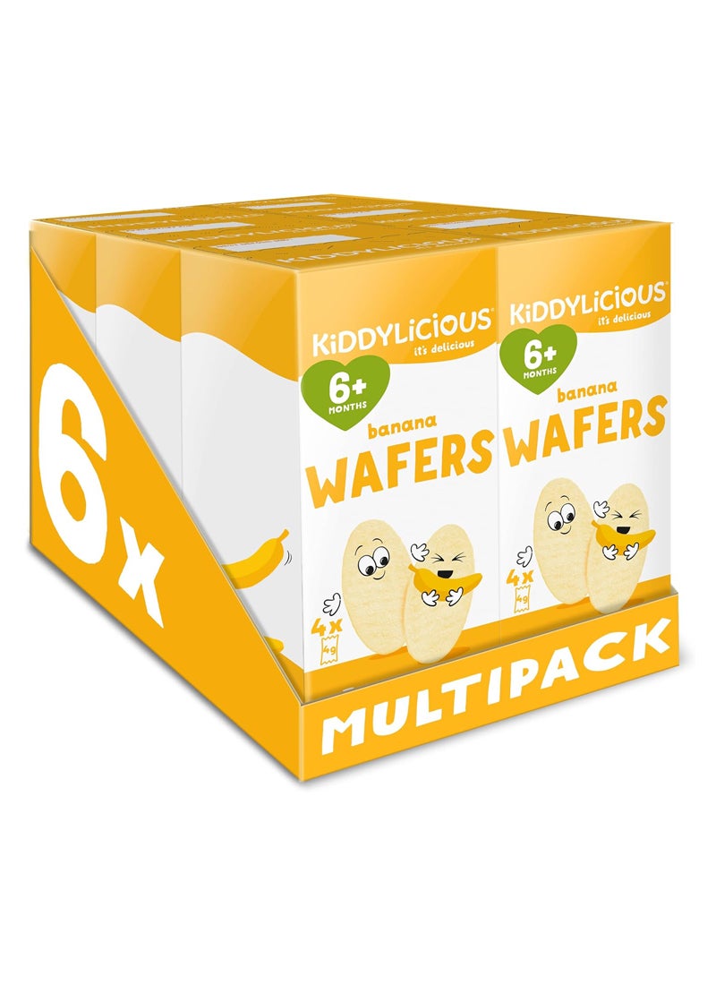 Kiddylicious Banana Wafers Baby Snack (Pack of 6 x 16g) | Gluten & Dairy Free Finger Food for Babies 6+ Months | Light, Crispy & Dissolvable Weaning Snack | No Artificial Colours or Preservatives - Image 1