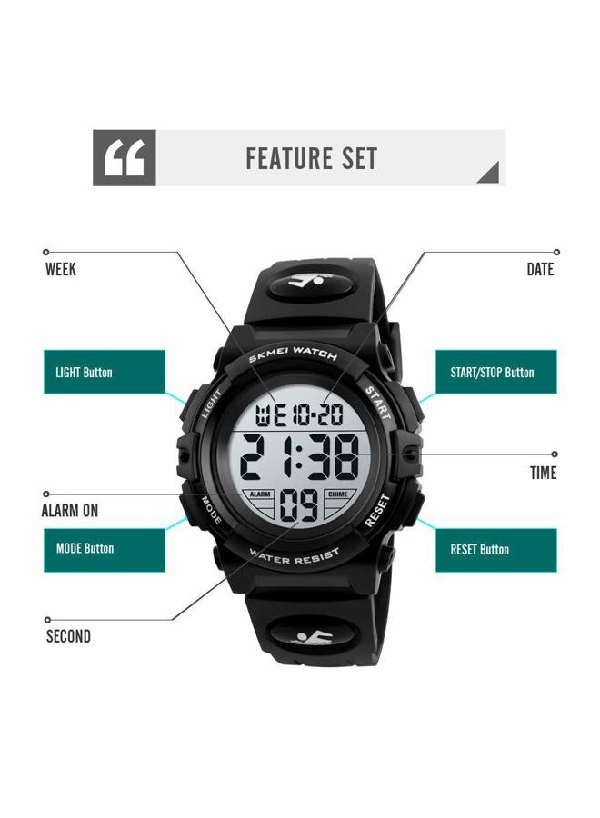 FIZILI Boys Watch Digital Sports Waterproof Outdoor Kids Watches Alarm Clock 12/24 H Stopwatch Calendar 3-15 Year Old Boys Girls Wristwatch - All Black - Image 2