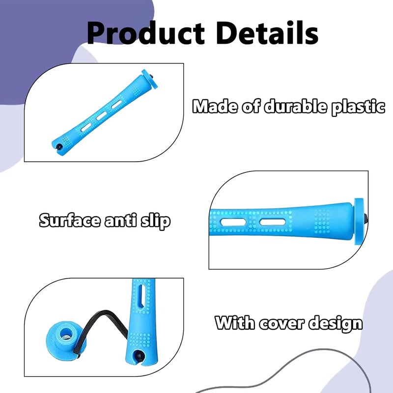 Vierone Perm Rods Perm Kit 60 PCS Small Size Hair Curlers Rollers 0.35 Inch Hair Rollers Perm Kit Short Hair Men Home Perm Kits for Long Short Hair Styling Tool Hair Curlers for Women and Men (Blue) - Image 3
