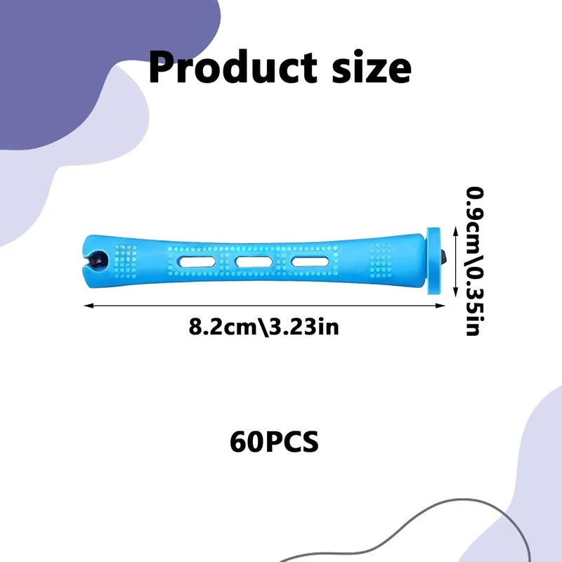 Vierone Perm Rods Perm Kit 60 PCS Small Size Hair Curlers Rollers 0.35 Inch Hair Rollers Perm Kit Short Hair Men Home Perm Kits for Long Short Hair Styling Tool Hair Curlers for Women and Men (Blue) - Image 2