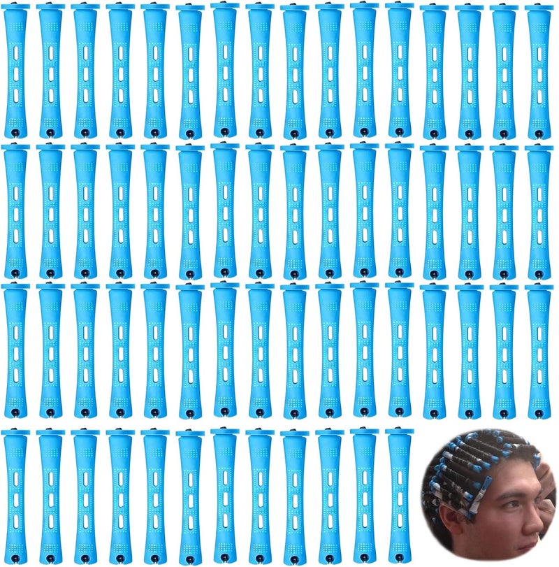 Vierone Perm Rods Perm Kit 60 PCS Small Size Hair Curlers Rollers 0.35 Inch Hair Rollers Perm Kit Short Hair Men Home Perm Kits for Long Short Hair Styling Tool Hair Curlers for Women and Men (Blue) - Image 1