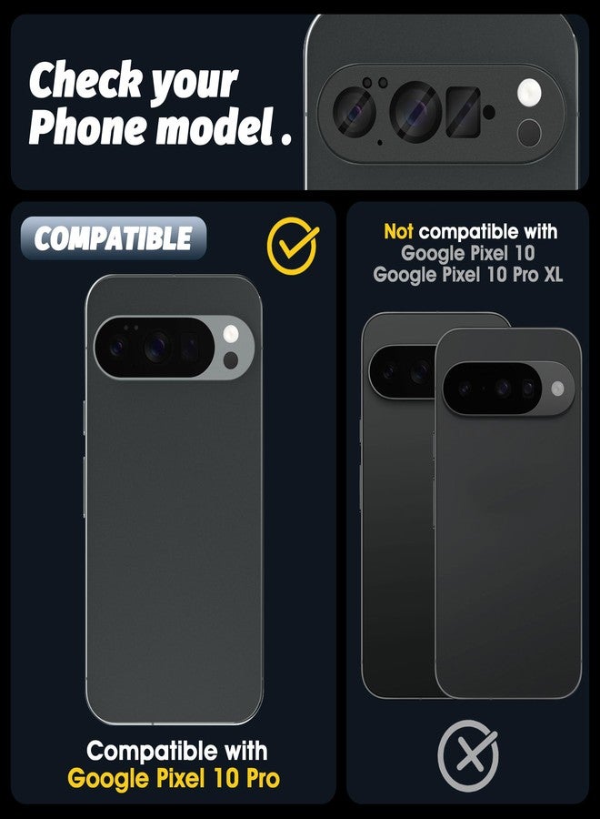 Orzero (2 Pack) Camera Lens Protector Compatible for Google Pixel 10 Pro (Not for XL Model), Protector de Cámera Premium Metal and Glass Precise Camera Cutouts Anti-Scratch - Graphite Black - Image 2