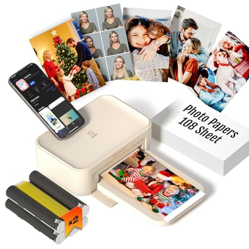 iDPRT 4x6 Photo Printer CP4100 Instant Photo Printer for iPhone Android with 108 Sheets 2 Cartridges Wireless Portable Picture Printer 300DPi Thermal Dye Sublimation Beige - Image 1