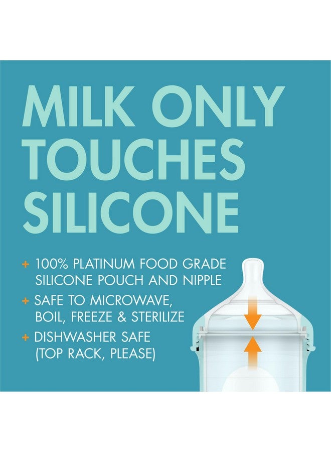 بون زجاجات الرضاعة القابلة لإعادة الاستخدام من Boon Nursh - حلمة متوسطة التدفق - جراب وحلمة من السيليكون لزجاجات الرضاعة - أساسيات تغذية الطفل - أزرق - من 3 إلى 6 أشهر - 3 قطع - 8 أونصة - Image 4