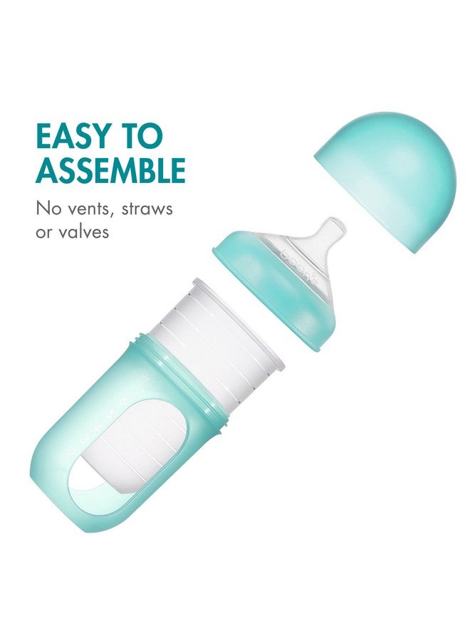 بون زجاجات الرضاعة القابلة لإعادة الاستخدام من Boon Nursh - حلمة متوسطة التدفق - جراب وحلمة من السيليكون لزجاجات الرضاعة - أساسيات تغذية الطفل - أزرق - من 3 إلى 6 أشهر - 3 قطع - 8 أونصة - Image 3