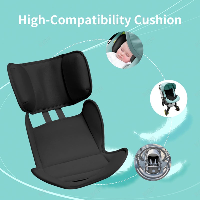 HitTopss Head and Body Support Infant Car Seat Insert, Soft Breathable Baby Car Seat Cushion for Newborn, Universal Carseat Insert Support for Stroller, Swing & Carrier (Black) - Image 4