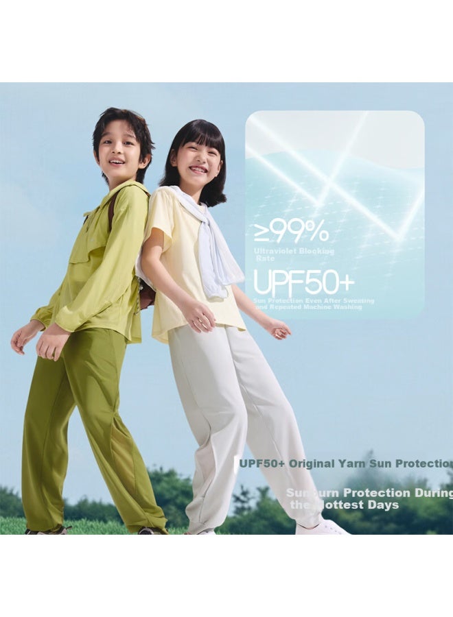 Beneunder Kids Sports Quick-dry Anti-mosquito Long Pants Uni Children's Cooling Breathable Jogger Sun Protection Pants Al019 Cedar Green 150 - Image 2