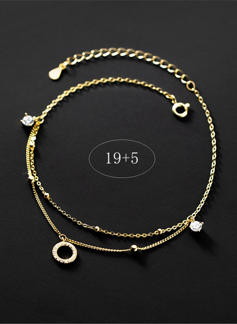 A full-body 925 silver ring inlaid with zirconium double-layer anklet, gift box, fashionable luxury valentine's saving gift, temperament and versatile girl  - Image 4