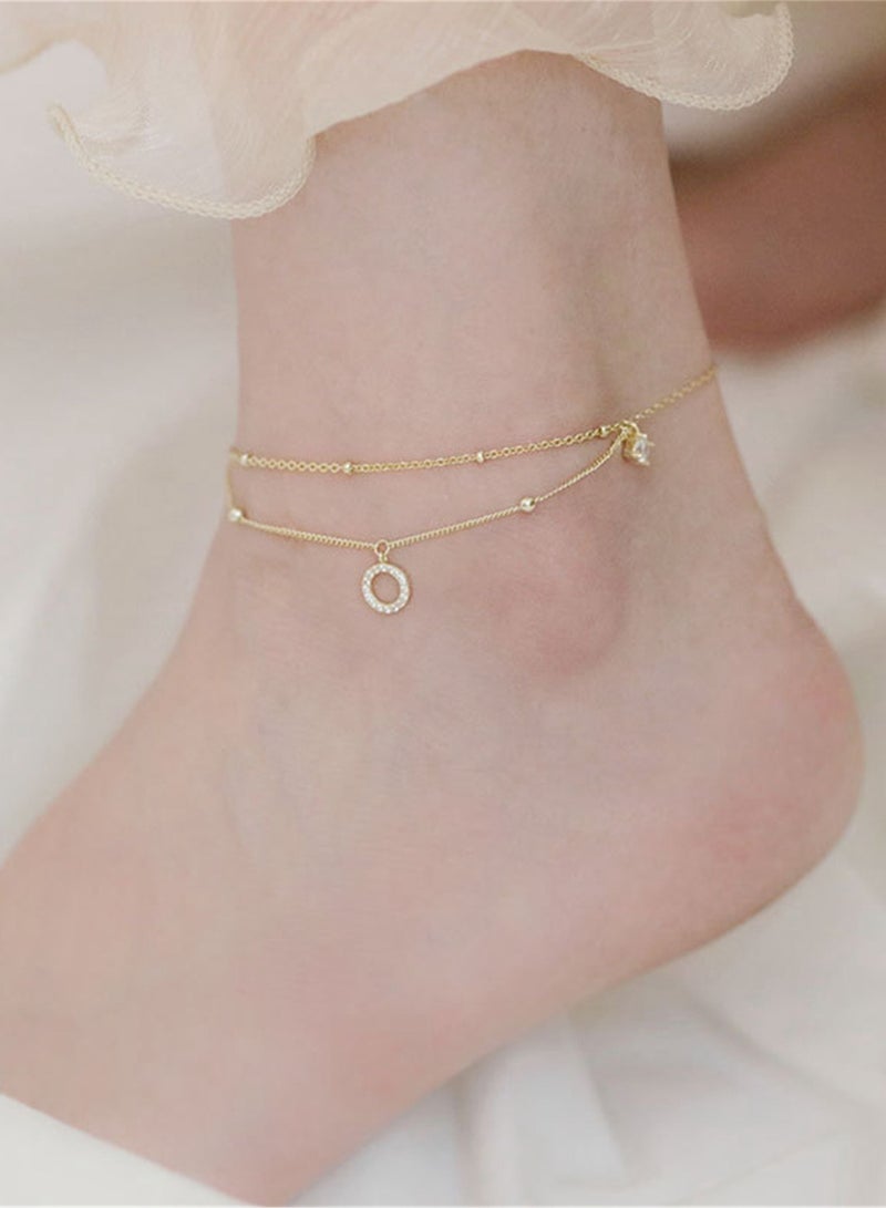 A full-body 925 silver ring inlaid with zirconium double-layer anklet, gift box, fashionable luxury valentine's saving gift, temperament and versatile girl  - Image 2
