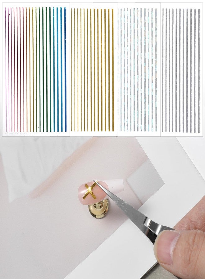 Yuanchu 16 Sheets Nail Sticker, French Line Stickers Gold Silver Multicolor Nails Striping Tape for DIY Nail Art Decals Manicure Designs - Image 5