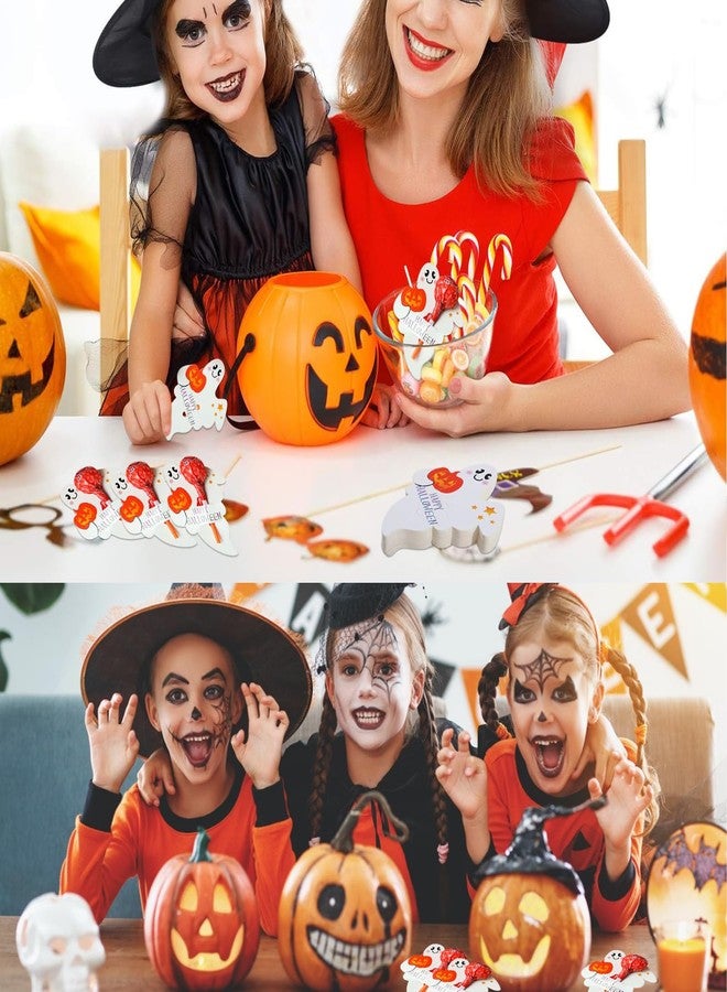 HANSAMU 100 Pcs Halloween Lollipop Candy Holder Paper Cards Ghost Pumpkin Package Wrapping Decorations for Party Gift Accessories - Image 5