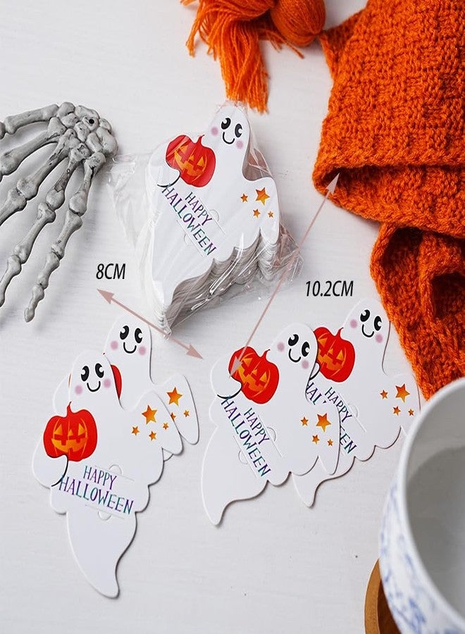 HANSAMU 100 Pcs Halloween Lollipop Candy Holder Paper Cards Ghost Pumpkin Package Wrapping Decorations for Party Gift Accessories - Image 3