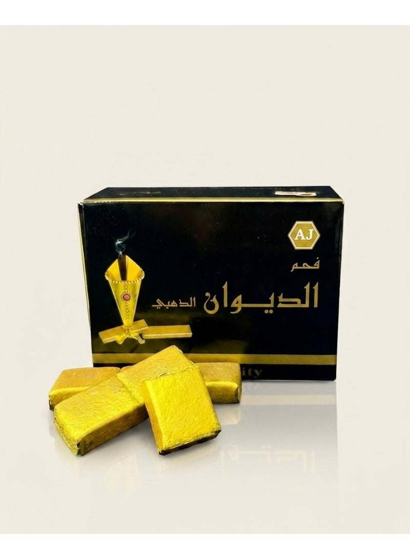الديوان الذهبي أعواد فحم بخور ذهبي فاخر سريع الاشتعال، فحم بخور أنيق قليل الرماد، 20 عود