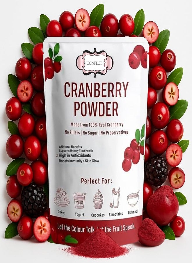 Confect Cranberry Powder | Pure & Natural Fruit Powder for Smoothies, Baking, Beverages, Juices, Tea & DIY Recipes | Vegan, Gluten-Free, No Added Sugar – 100g - Image 1
