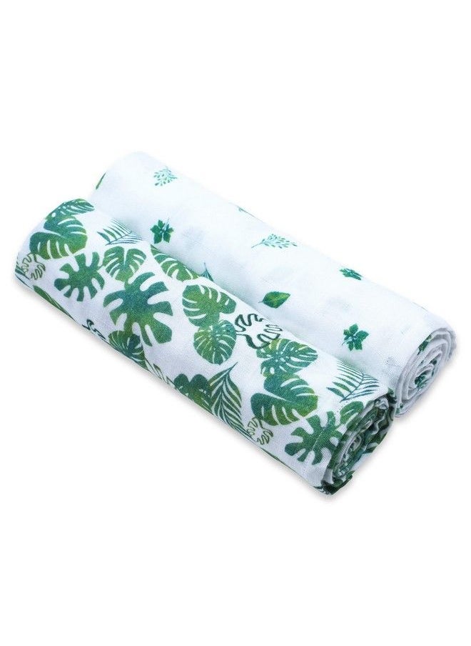 Masilo 100% Silky Soft Cotton Swaddle Wrap;New Born Swaddle Blanket;Multiuse Muslin Cloth Swaddle;Swaddle Gift Set;Soft Baby Wrap;Pack Of 2;42 X 42 In Leaf  - Image 4
