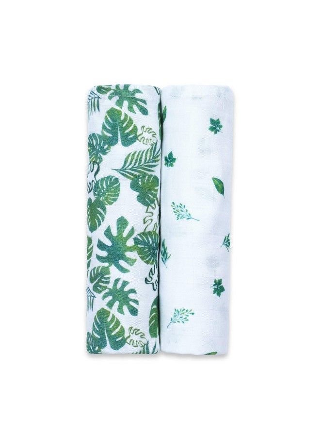 Masilo 100% Silky Soft Cotton Swaddle Wrap;New Born Swaddle Blanket;Multiuse Muslin Cloth Swaddle;Swaddle Gift Set;Soft Baby Wrap;Pack Of 2;42 X 42 In Leaf  - Image 1