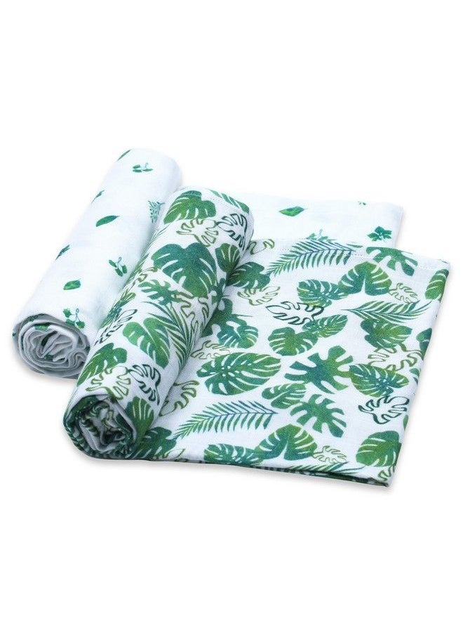 Masilo 100% Silky Soft Cotton Swaddle Wrap;New Born Swaddle Blanket;Multiuse Muslin Cloth Swaddle;Swaddle Gift Set;Soft Baby Wrap;Pack Of 2;42 X 42 In Leaf  - Image 3