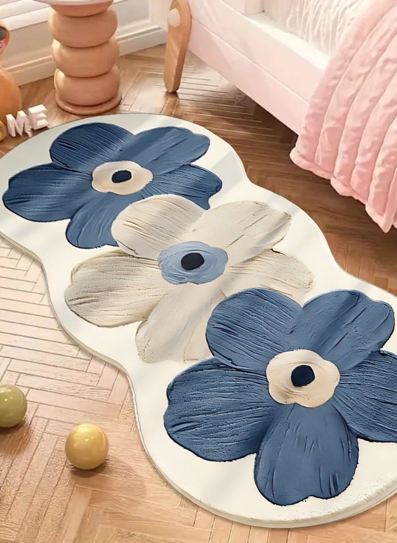 لوبيتيز سجاد فرش زهرة قياسي غير منتظم ، يستخدم للسجاد المضاد للانزلاق في الغرف وغرف المعيشة ، والسجاد الديكور الداخلي ، (أزرق ، 150 * 60 سم) - Image 2