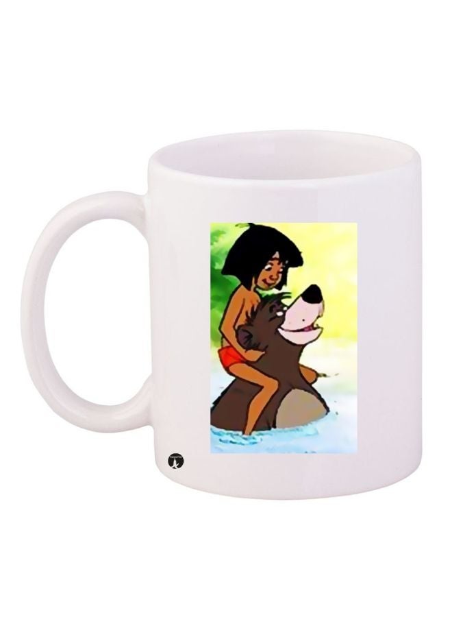 RYN Mowgli Printed Coffee Mug White/Yellow/Brown 11ounce