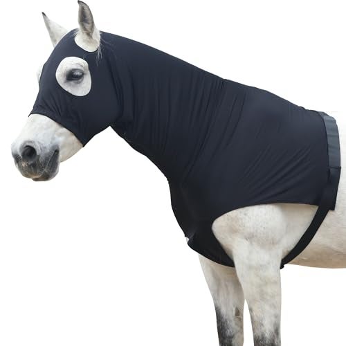 Leberna Stretch Horse Hood with Zip Full Face Neck Cover (Black, S) - Image 1
