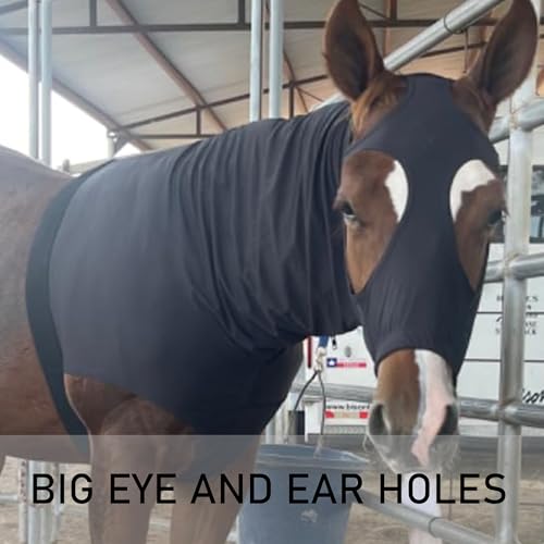 Leberna Stretch Horse Hood with Zip Full Face Neck Cover (Black, S) - Image 4