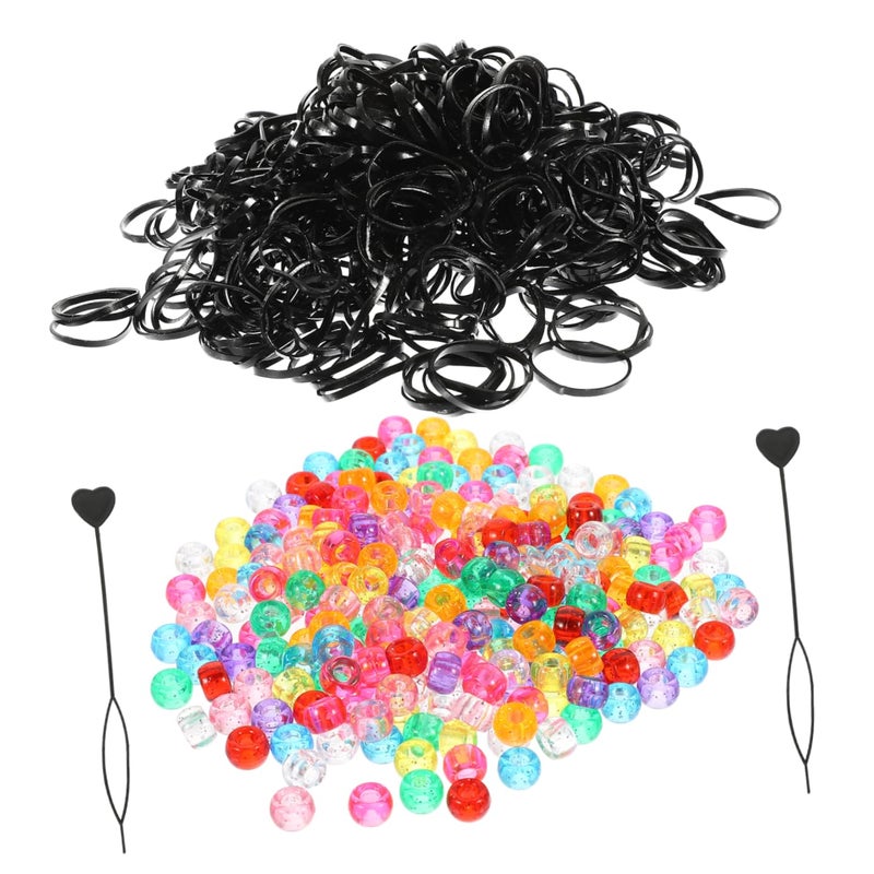 Transparent Glitter DIY Dreadlocks Hair Beads Set With Rubber Bands And Threading Tools For Creative Braiding - Image 2