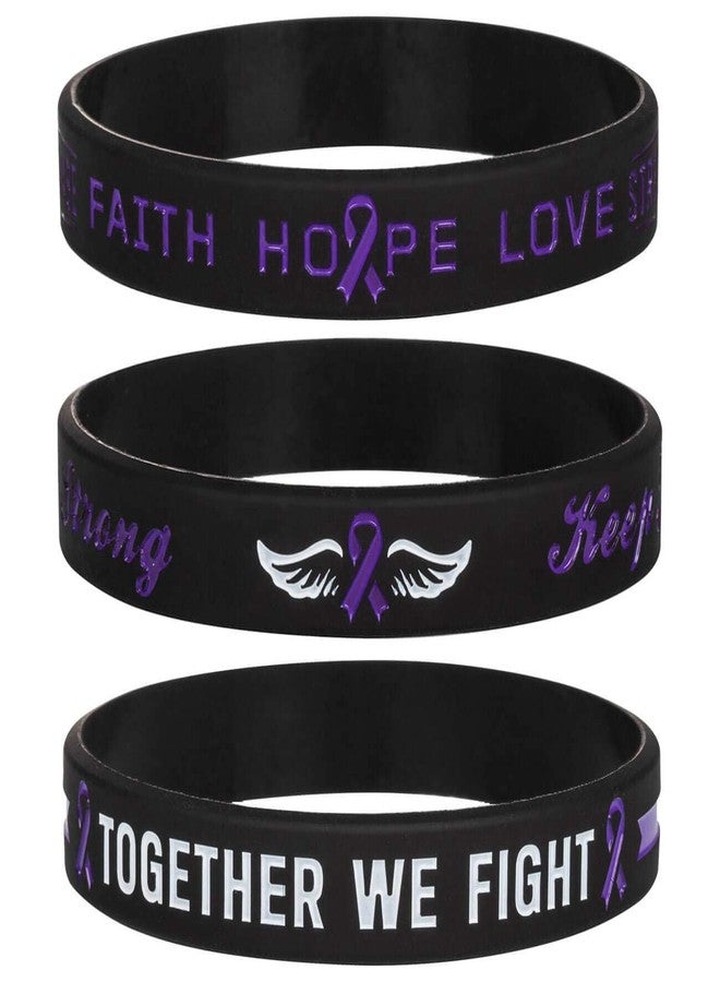 Sainstone Purple Awareness Ribbon Silicone Bracelets with Saying - Mental Health Awareness Bracelet - Purple Cancer & Cause Ribbon Wristbands Gifts for Men Women, Patients, Family Friends (3-pack) - Image 1