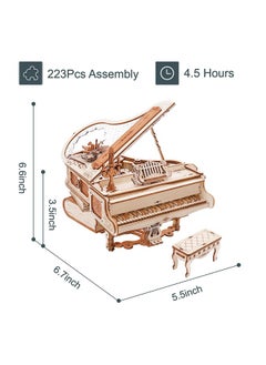 Robotime Amk81 Magic Piano 3D Puzzles For Adults-Mechanical 3D Puzzles Musical Instrument-Wooden Music Box Puzzle Kit To Build-Aesthetic Desk Decor Unique Gift For Men/Women  - Image 3