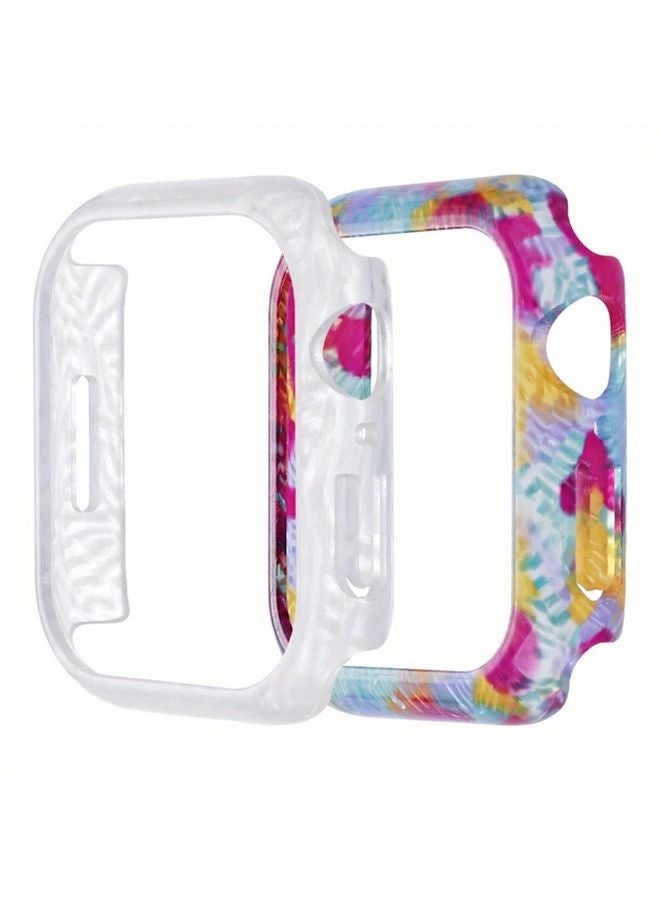 Fluorescent Colorful Marbled Pattern Case For Apple Watch 45mm Non Slip Grip - Image 1