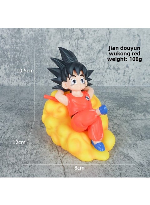 Dragon Ball Hand-run Animation Monkey King Beigit Saiyan Wu Gita Model Ornaments Tide Play Surrounding Batch-Color:Jian Douyun Wukong Red Sleeping Style
