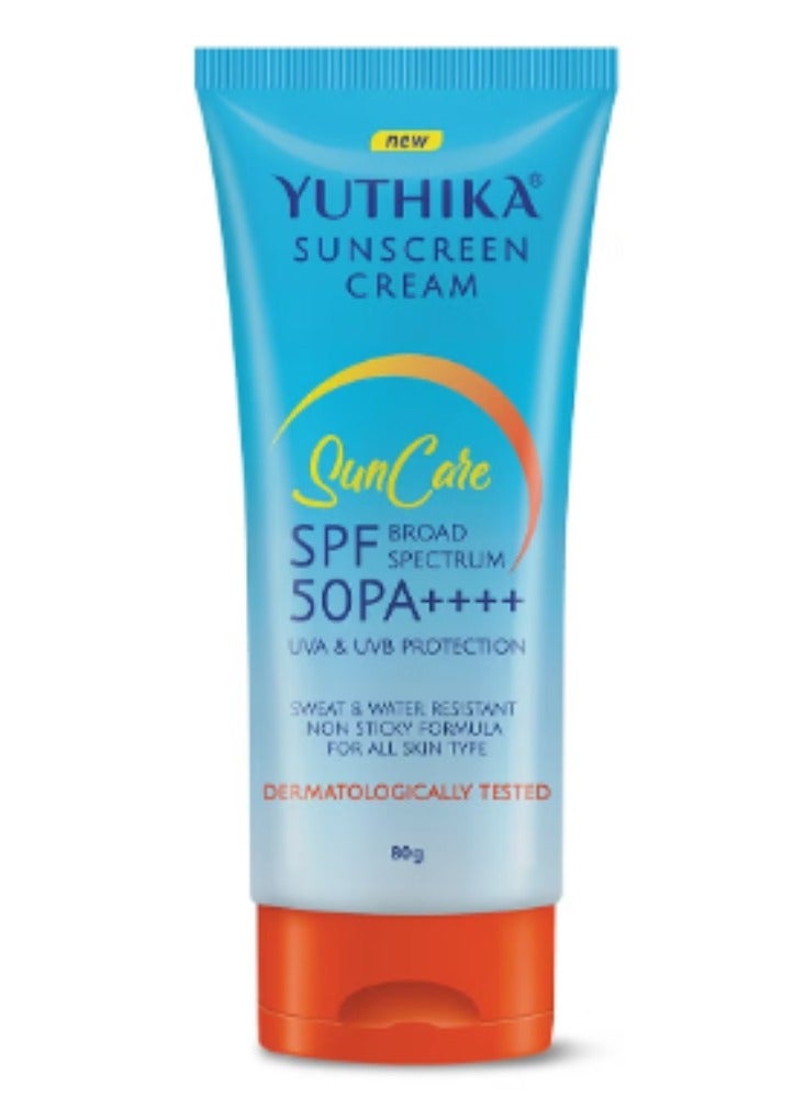 يوثيكا كريم واقي من الشمس بعامل حماية من الشمس 50 PA+++ مع حماية من الأشعة فوق البنفسجية فئة A وB، تم اختباره من قبل أطباء الجلدية، 80 جم - Image 1