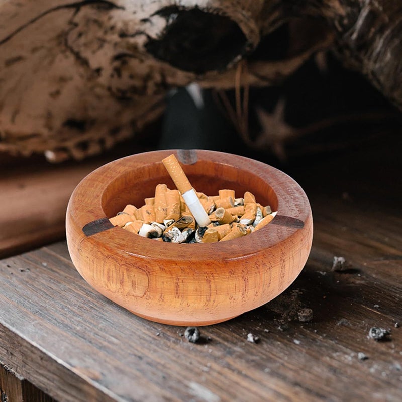 Wooden Ashtray Set Large Indoor Outdoor Retro Simple Style Random Color - Image 5