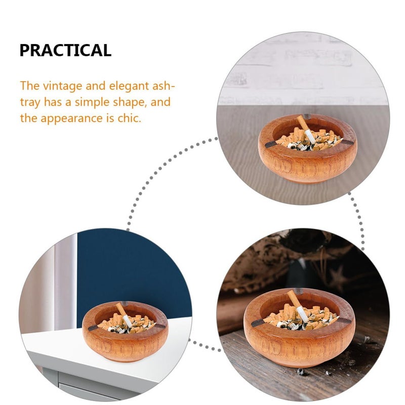 Wooden Ashtray Set Large Indoor Outdoor Retro Simple Style Random Color - Image 3