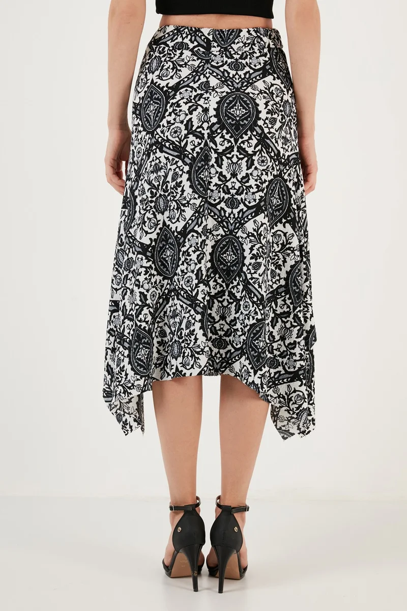 Lela Patterned Slim Cut Asymmetrical Midi Skirt Women's Skirt 5865621