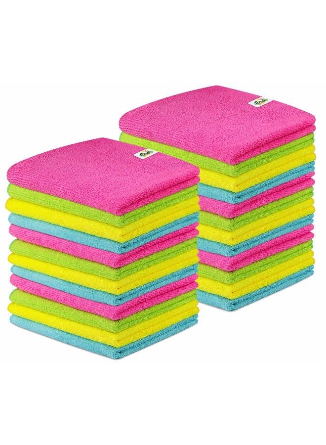 SCRUBIT 24 Pack Microfiber Cleaning Cloth by - Anti-Microbial, Lint & Streak Free Towels for House, Cars, Kitchen and Screens - Super Absorbent and Soft Wash Cloths (12 x 16) - Image 1