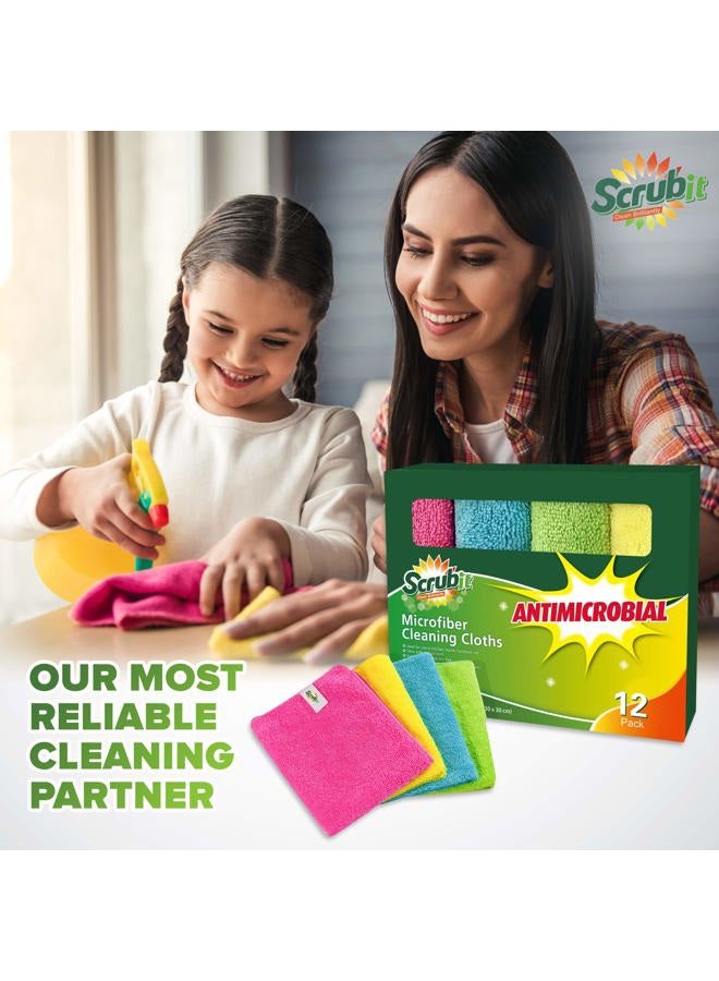 SCRUBIT 24 Pack Microfiber Cleaning Cloth by - Anti-Microbial, Lint & Streak Free Towels for House, Cars, Kitchen and Screens - Super Absorbent and Soft Wash Cloths (12 x 16) - Image 4