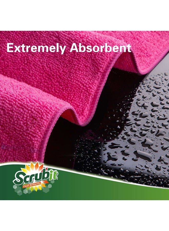 SCRUBIT 24 Pack Microfiber Cleaning Cloth by - Anti-Microbial, Lint & Streak Free Towels for House, Cars, Kitchen and Screens - Super Absorbent and Soft Wash Cloths (12 x 16) - Image 2