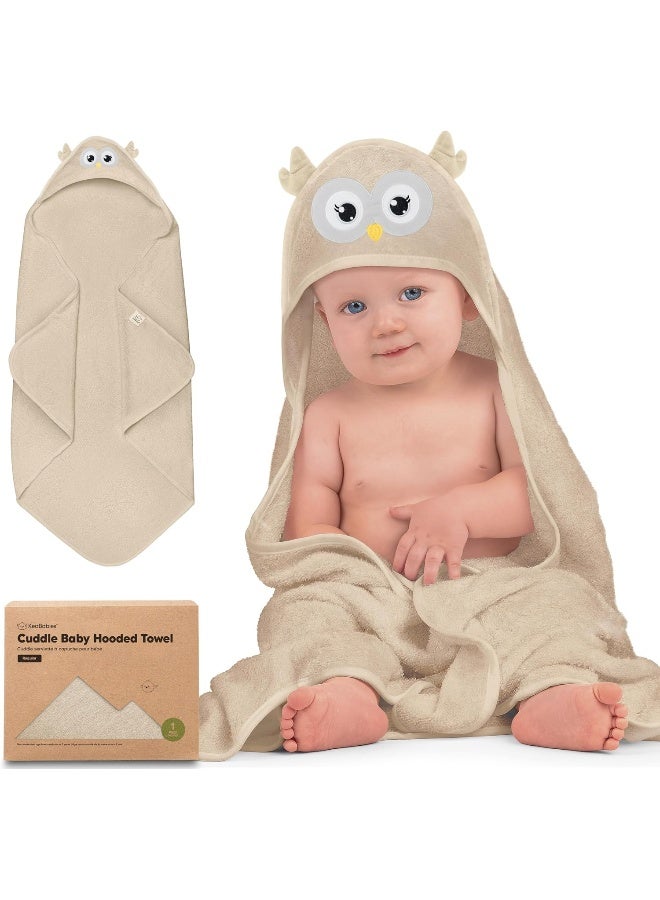 KeaBabies Hooded Baby Towel for Newborn - Viscose Derived from Bamboo Large Baby Bath Towels with Hood for Boys, Girls, Toddler, Extra Absorbent & Soft Newborn Bath Essentials (Owl, Regular) - Image 1