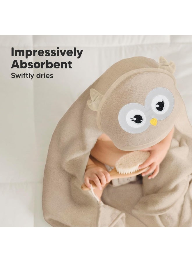 KeaBabies Hooded Baby Towel for Newborn - Viscose Derived from Bamboo Large Baby Bath Towels with Hood for Boys, Girls, Toddler, Extra Absorbent & Soft Newborn Bath Essentials (Owl, Regular) - Image 5