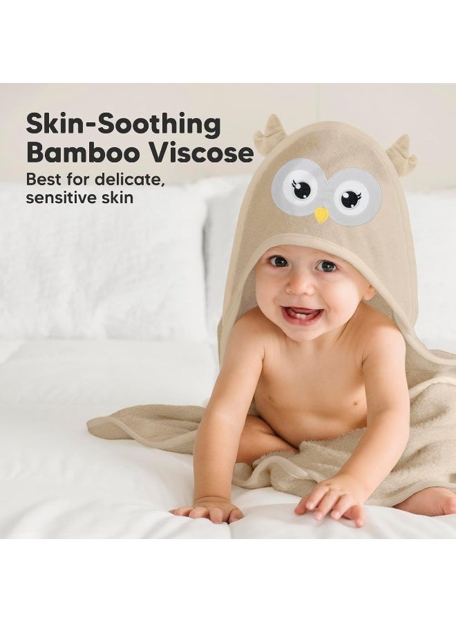 KeaBabies Hooded Baby Towel for Newborn - Viscose Derived from Bamboo Large Baby Bath Towels with Hood for Boys, Girls, Toddler, Extra Absorbent & Soft Newborn Bath Essentials (Owl, Regular) - Image 3