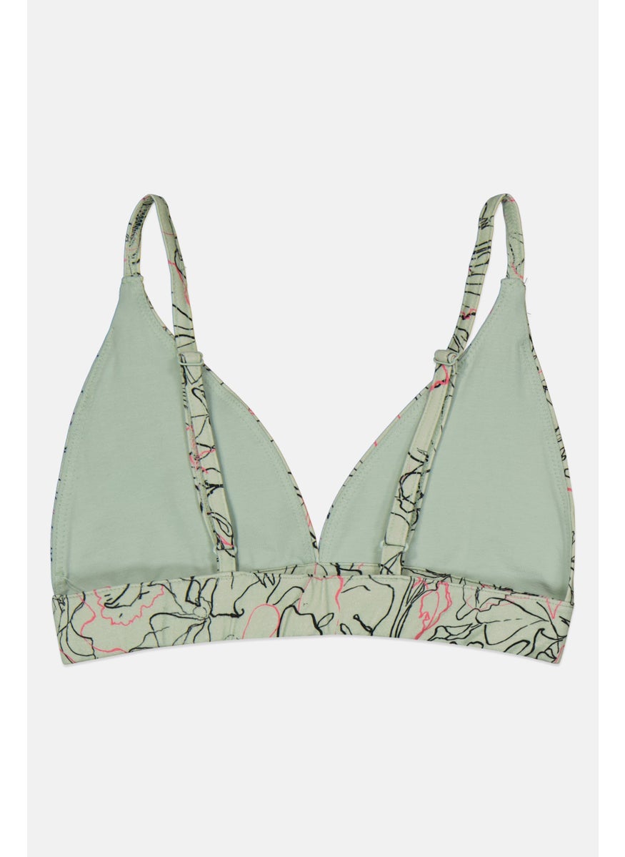 Reebok Women Non Padded Floral Print Bralette, Sage Combo  - Image 2